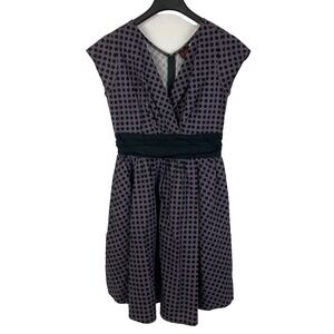 Folter Retro Rockabilly Polka Dot Fit & Flare Dress - Purple & Black Size Large